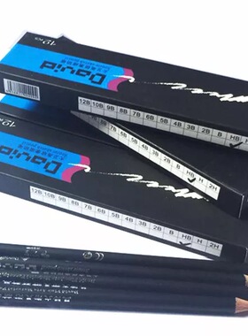 大卫素描铅笔套装2H-EE特浓14B绘图绘画铅笔艺考专用铅笔12支