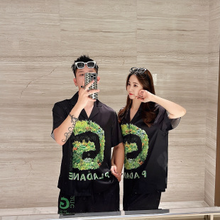 短裤 短袖 睡衣外穿 男女夏季 巴洛克潮牌轻奢印花情侣冰丝家居服套装