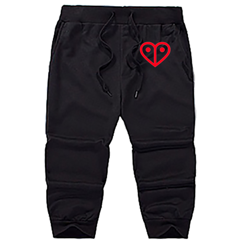 扑克牌游戏文字印花小脚七分裤