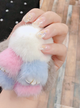 水貂毛小兔子挂件皮草装死兔包包挂饰手机钥匙扣迷你小号萌兔