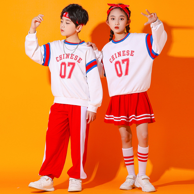 儿童爵士舞走秀演出服男女童啦啦操拉拉队团体长袖服装秋季运动会