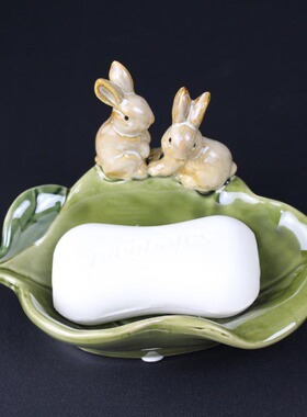 新品田园创意陶瓷香皂盒沥水欧式卫生间酒店皂碟玄关钥匙收纳摆件