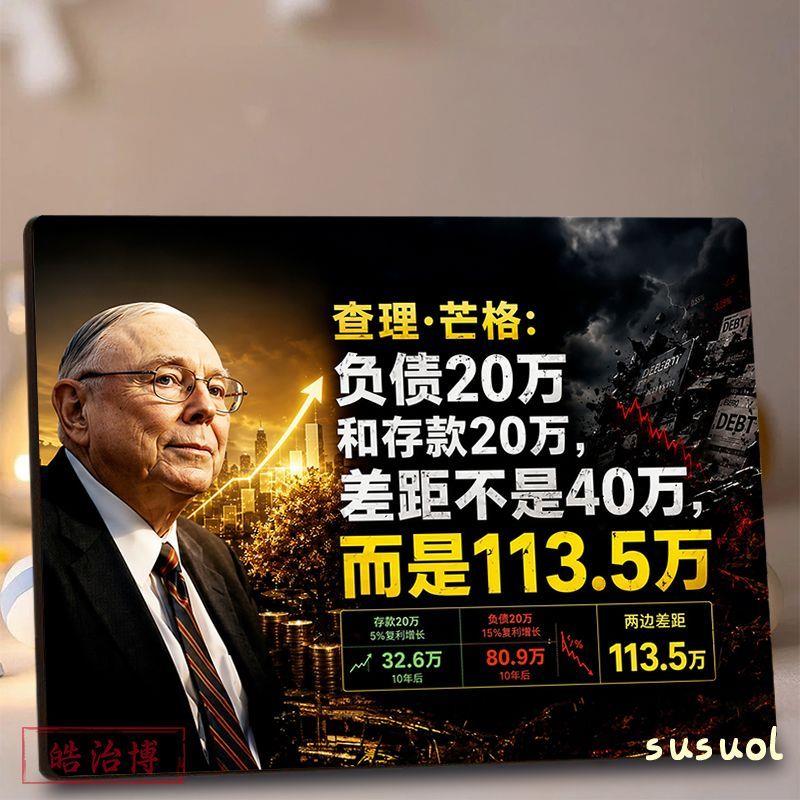 查理芒格复利思维励志相框摆台办公室书房财商知识装饰高级摆件图片