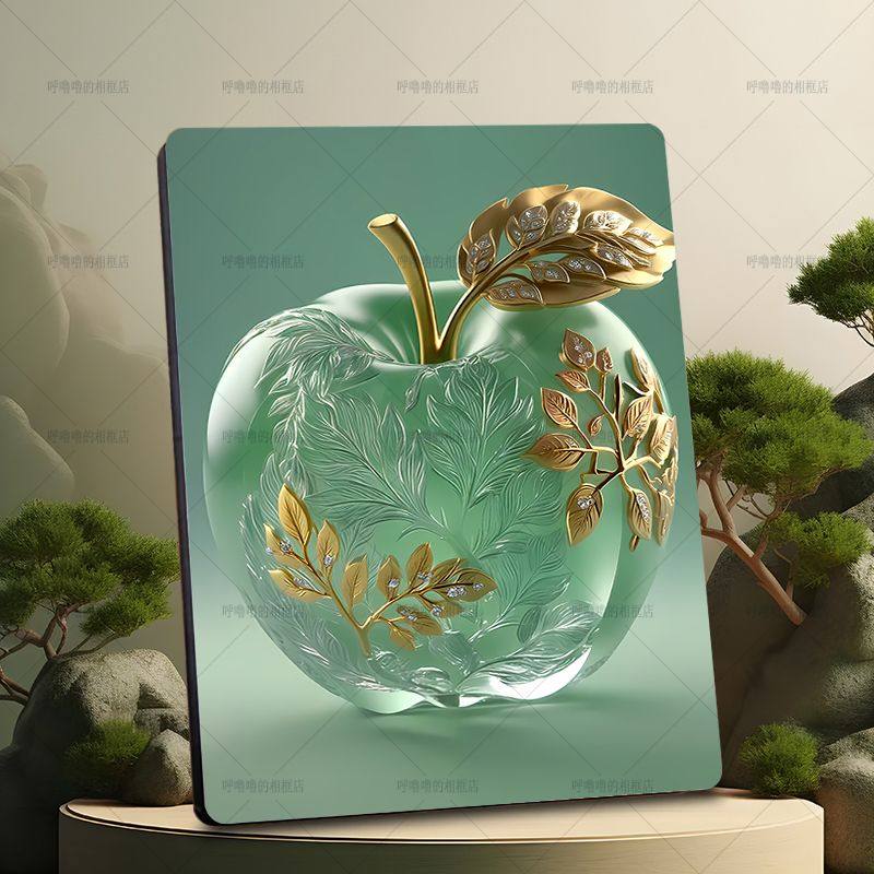 翡翠水晶苹果精品好寓意装饰画客厅玄关门口立式高级可挂墙摆台,家居饰品,相框/画框,淘宝优惠券,粉丝福利购,淘宝优惠卷