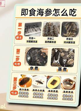 即食海参做法参考滋补品店宣传展示板相框摆件海鲜店介绍装饰摆台