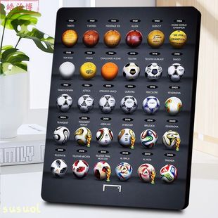 历届世界杯用球精致相框足球迷现代酒吧清吧创意装饰足球氛围摆件