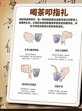喝茶叩指礼详解相框精致摆