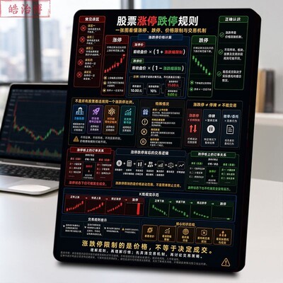股票涨停跌停规则相框摆件涨跌停交易机制解析股民办公装饰摆件