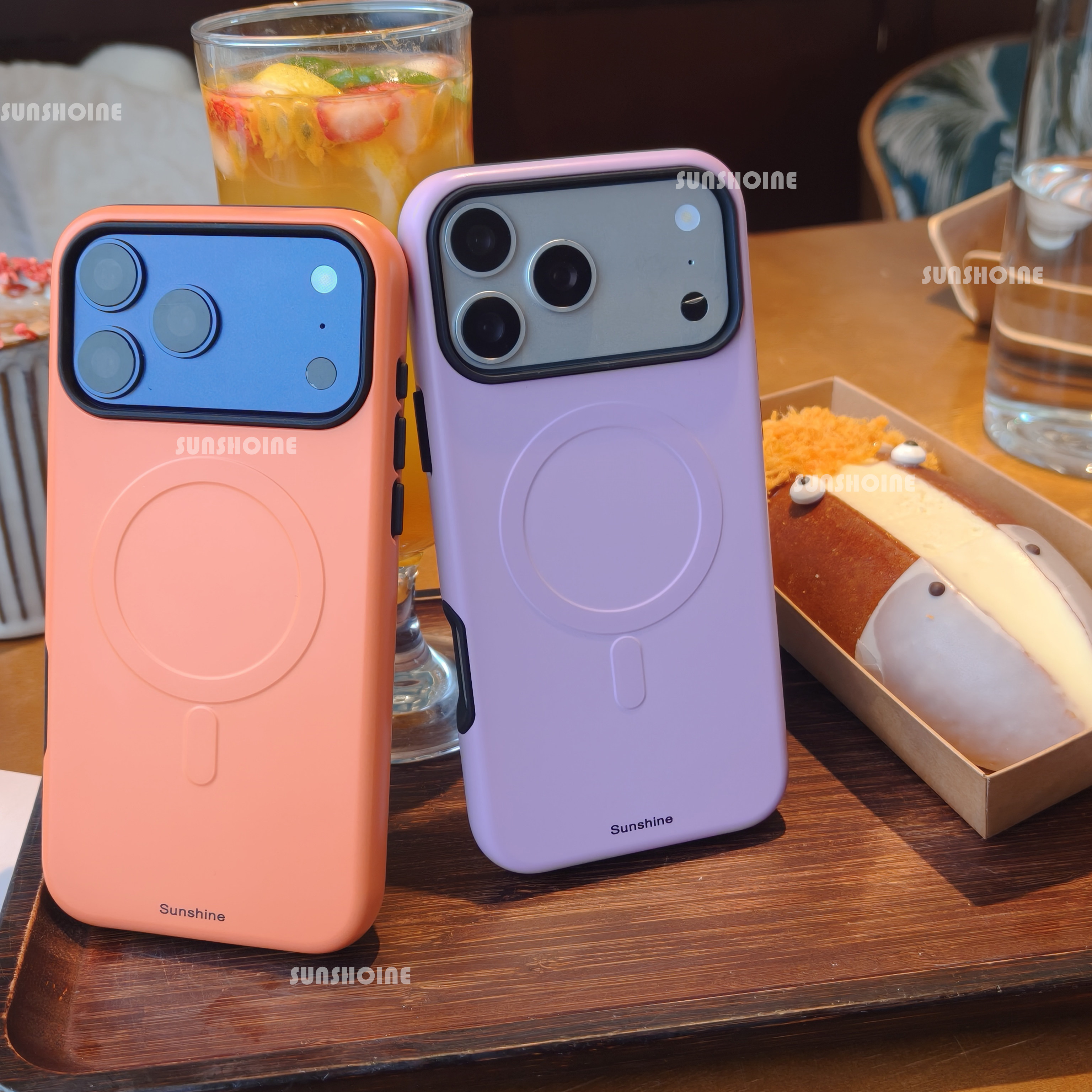 Sunshine韩国进口磁吸菲林适用16promax高级简约色iPhone17promax手机壳极简纯色苹果保护套二合一手机外壳