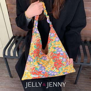 艾理斯花园liberty小众三角单肩包帆布包碎花设计师高级感女包A34