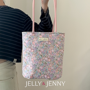 米歇尔粉小众设计单肩包女水桶包托特包手提高级感liberty碎花ins