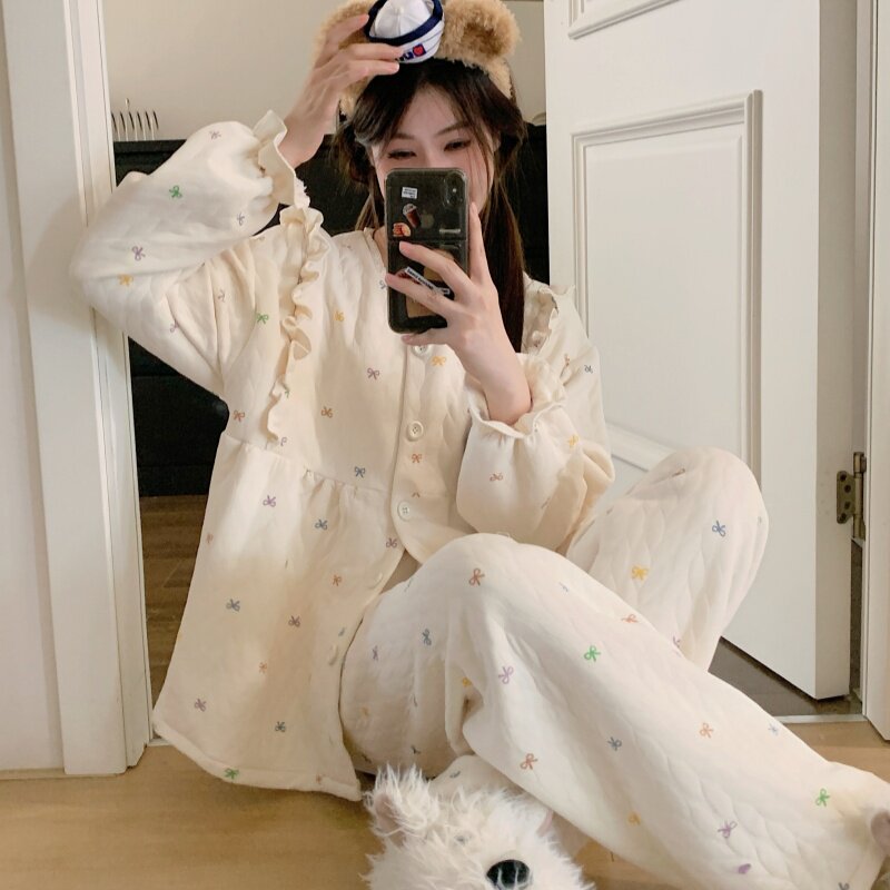 2025秋冬空气棉月子服睡衣小个子女士长袖孕妇哺乳喂奶家居服套装