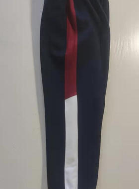 可定做中小学生男女校裤5厘米酒红色白色条纹紧口松紧腰有兜全棉