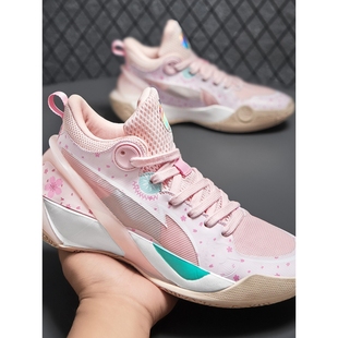 音速10篮球鞋女款樱花粉学生高颜值实战球鞋男款夏季儿童运动鞋12