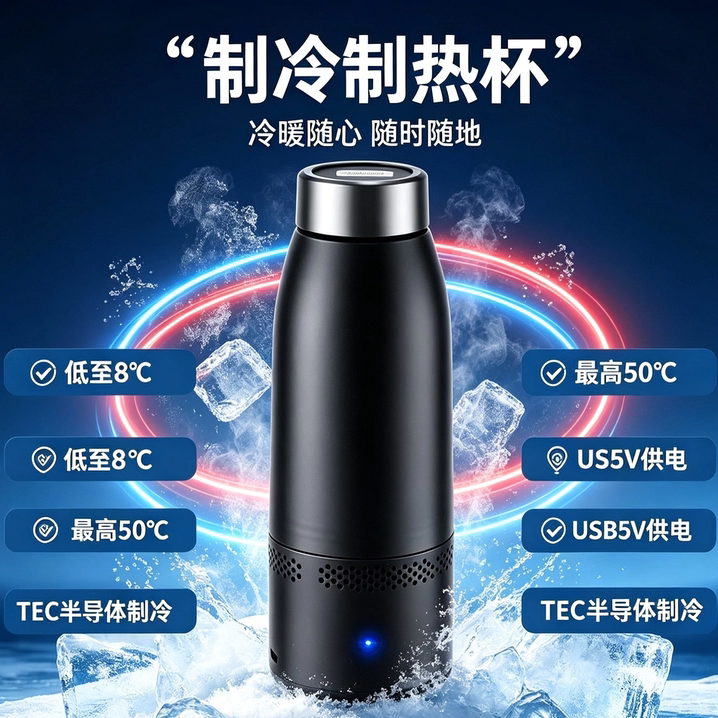 智能制冷加热杯便携恒温水杯车载宿舍办公室户外快速冷暖保温杯