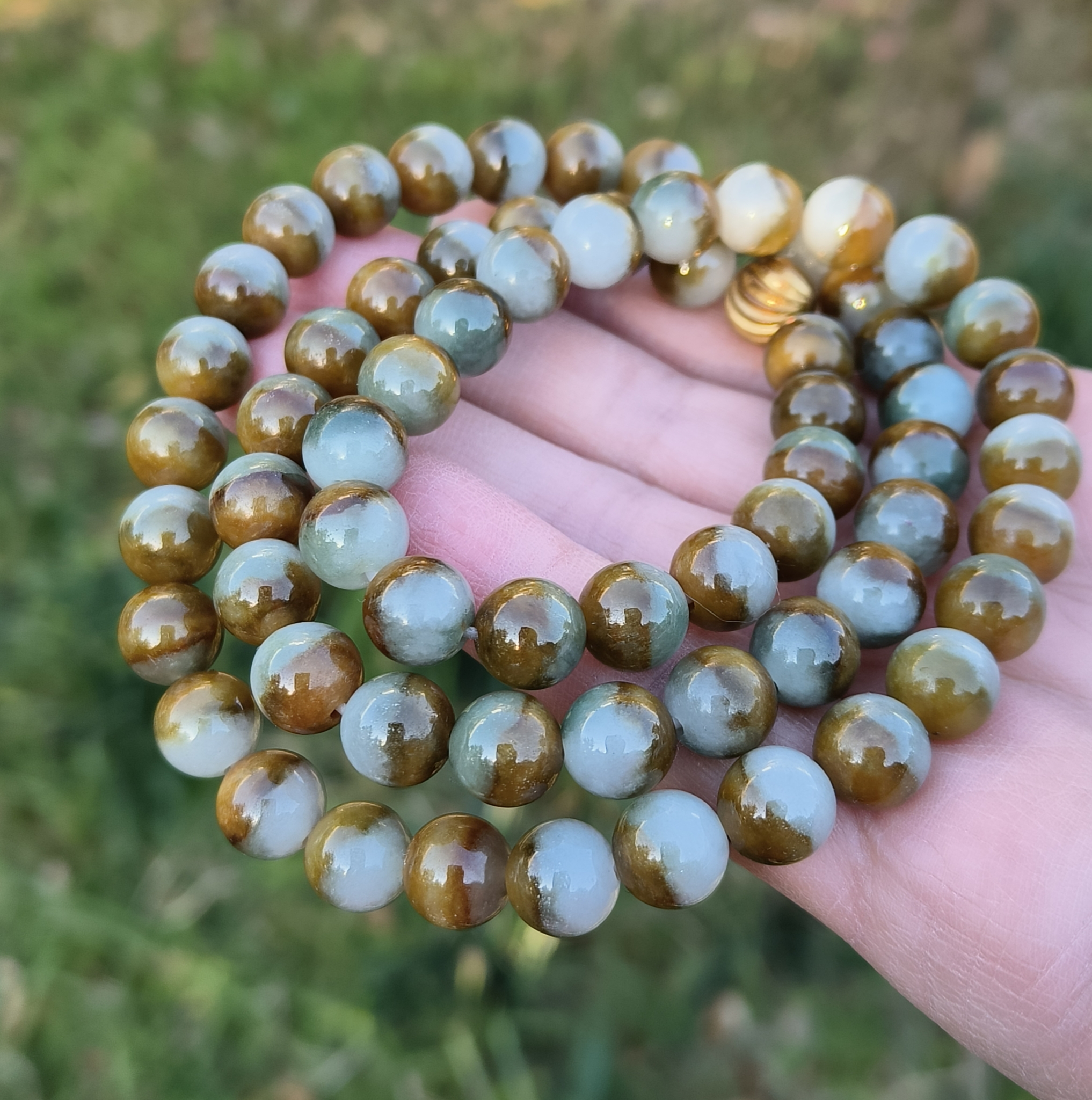 卡9.6mm鸳鸯聚宝盆翡翠项链手链天然缅甸翡翠A货玉石96颗送证书