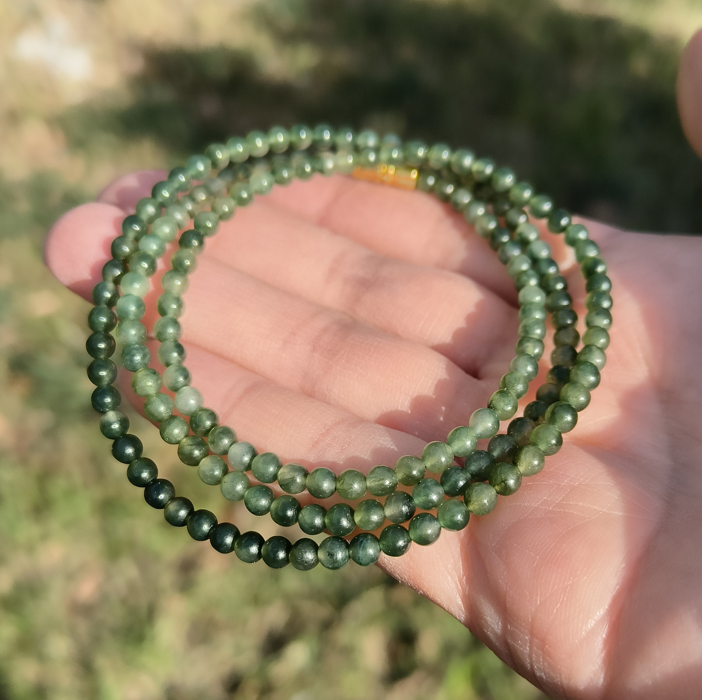 卡3.8mm橄榄绿小米珠翡翠项链手链天然缅甸翡翠A货158颗送证书