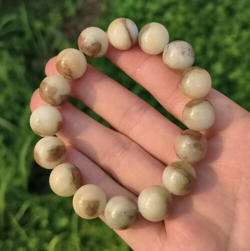 卡13mm特色黄底飘花手串男款正宗缅甸翡翠A货玉石圆珠16颗送证书