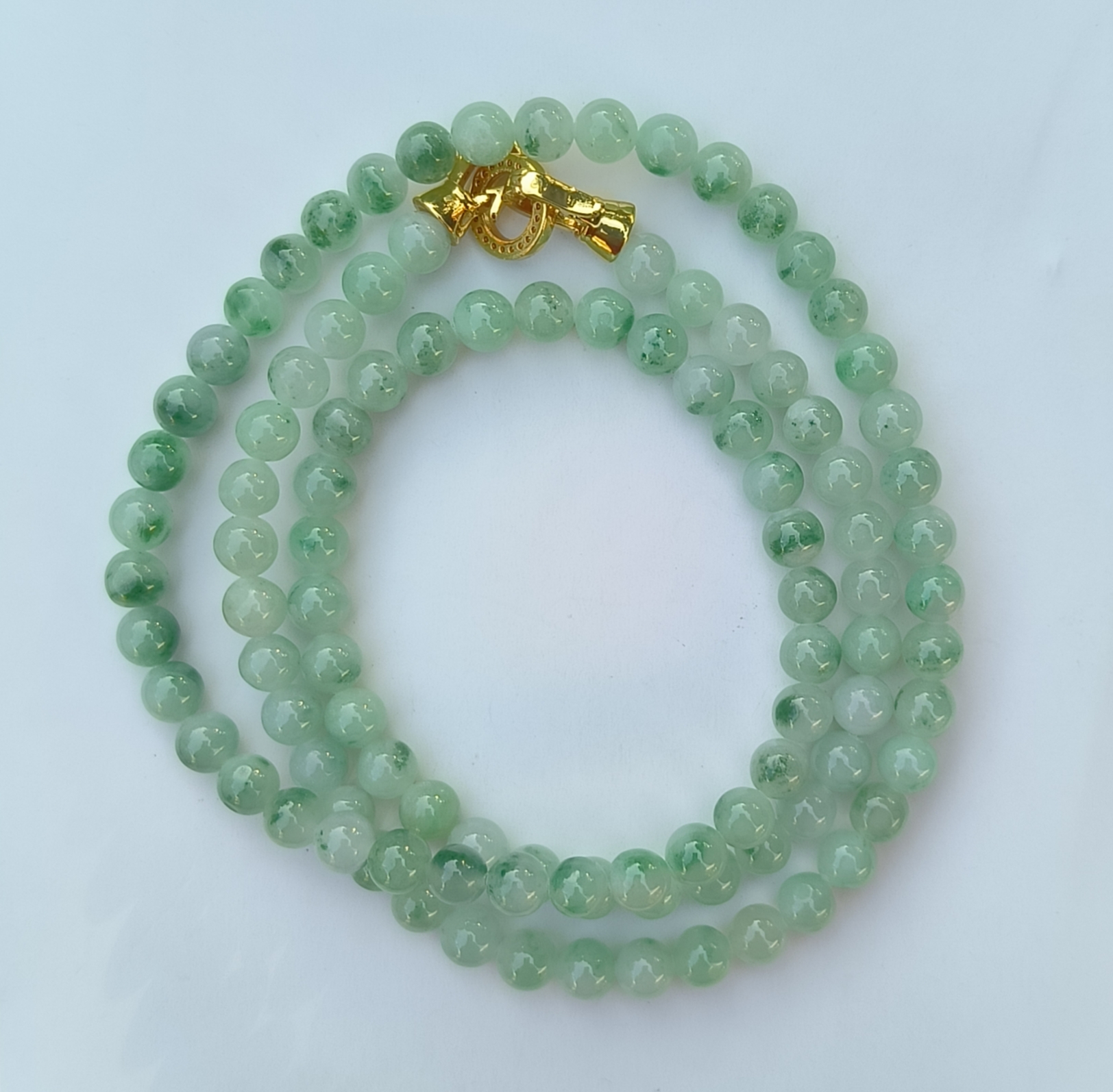 卡6mm晴绿飘花翡翠项链手链天然缅甸翡翠A货玉石圆珠102颗送证书