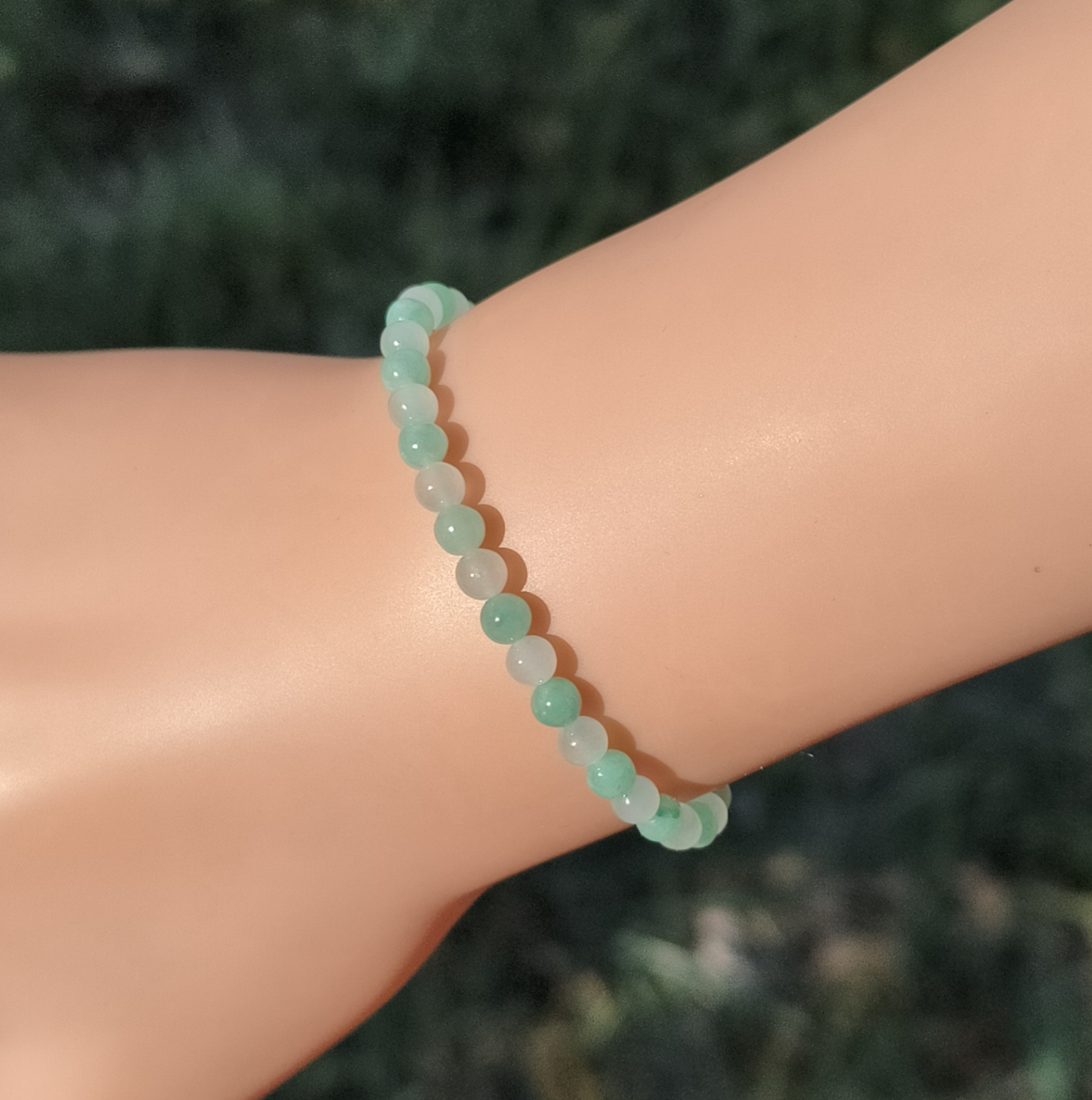 卡3.9mm冰双彩小米珠手串手链天然缅甸翡翠A货玉石圆珠49颗送证书