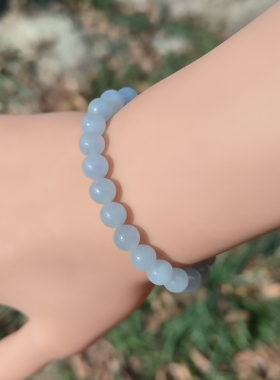 卡6.4mm蓝紫色翡翠手串手链天然缅甸翡翠A货玉石圆珠30颗送证书