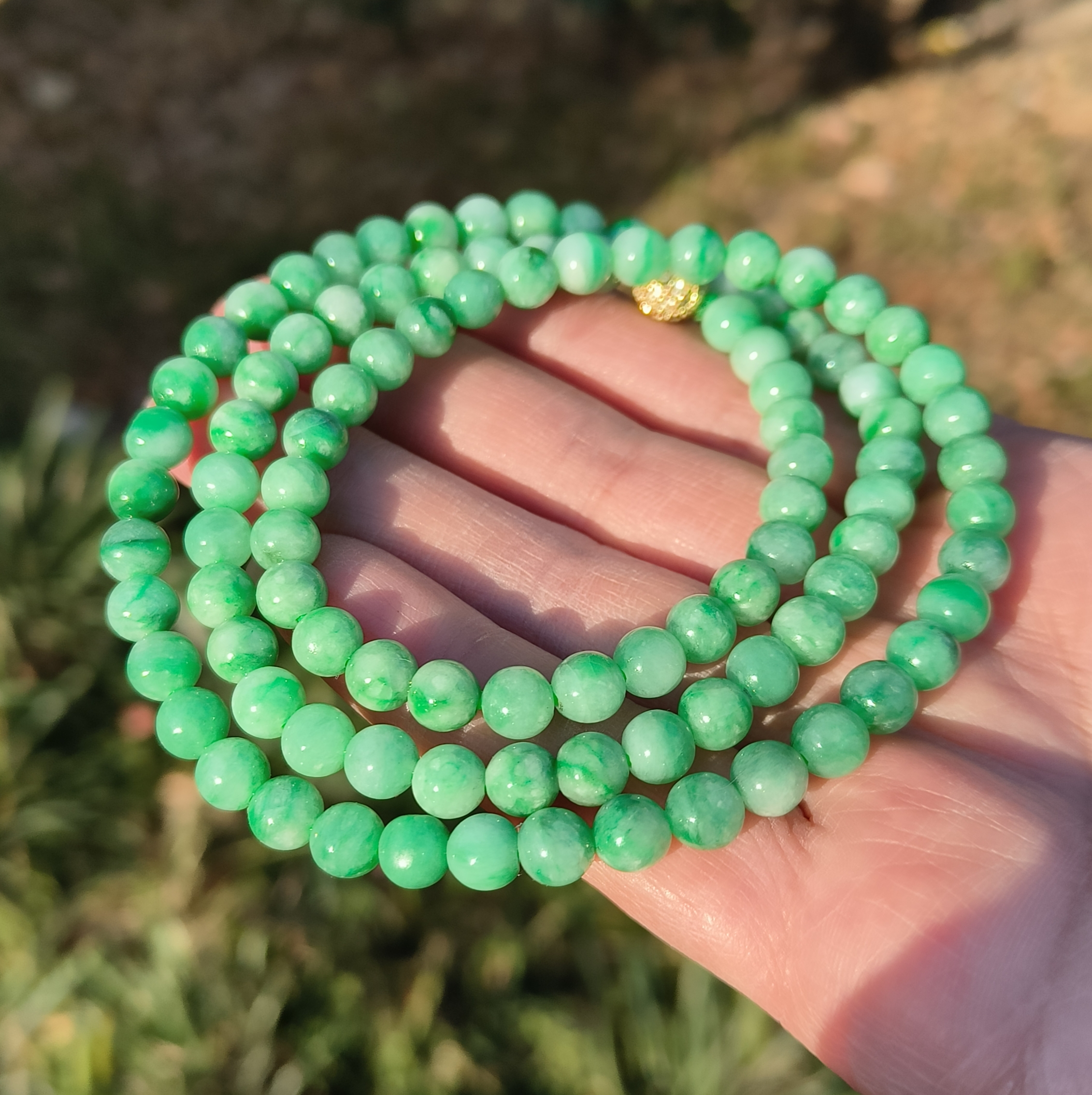 卡6.3mm阳绿飘花翡翠项链手链天然缅甸翡翠A货玉石100颗送证书