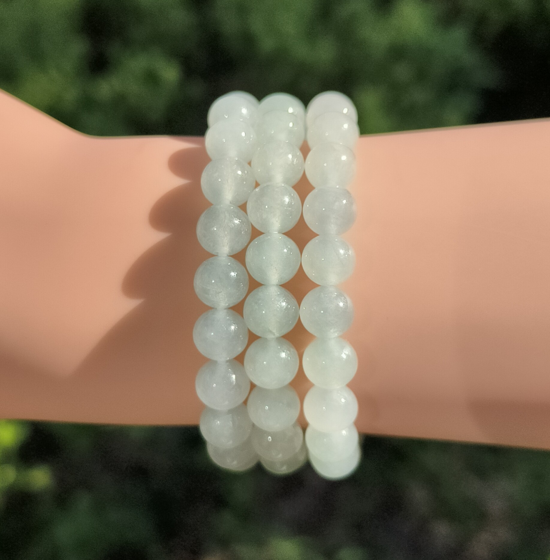 冰种晴底长串翡翠项链纯天然缅甸翡翠A货玉石圆珠7.4mm84颗