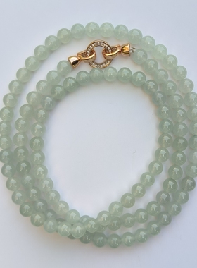 卡6.1mm冰种晴绿色翡翠项链手链天然缅甸翡翠A货108颗送证书