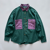 美式 新款 复古撞色拼接长袖 衬衫 1138奢侈品级别 秋季 工装 外套男