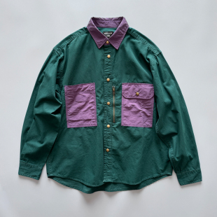 工装 衬衫 外套男 1138奢侈品级别 新款 复古撞色拼接长袖 秋季 美式