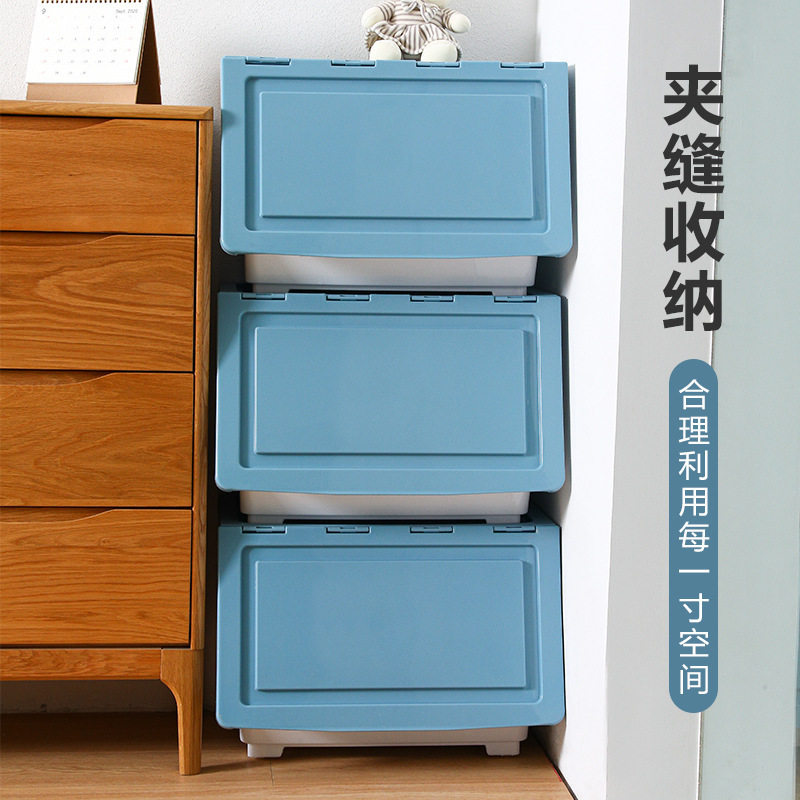 侧开门学校收纳箱塑料大号儿童玩具整理家用零食前开式河马口储物