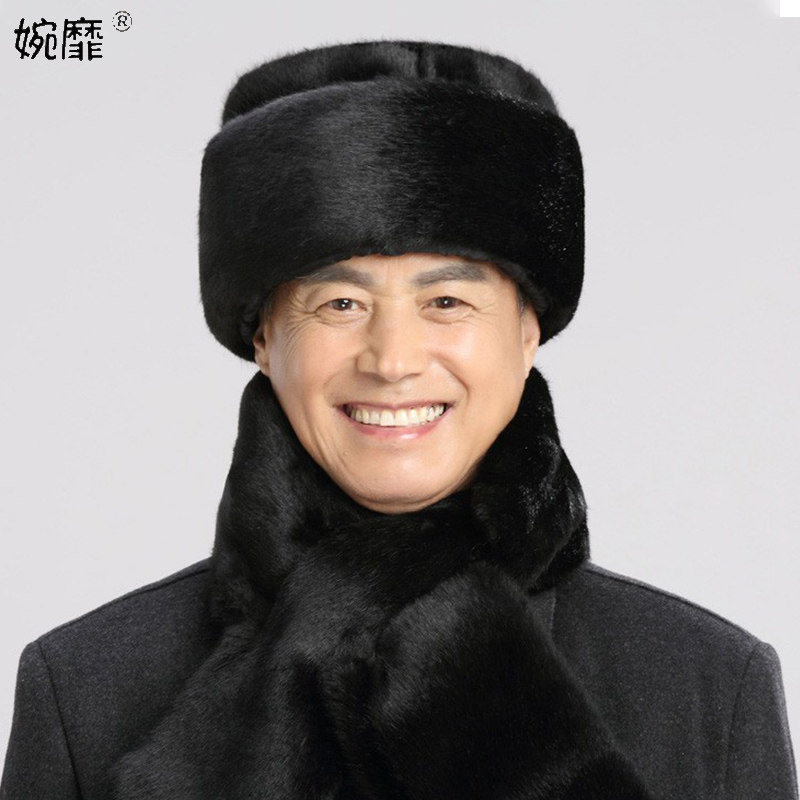 水貂毛老年人防寒保暖雷锋帽