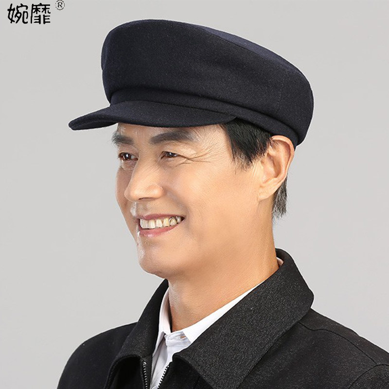 男冬鸭舌帽春秋老人中老年帽子