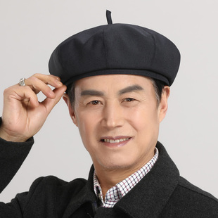 贝雷帽男士帽子春秋中老年布帽老年人瓜壳帽画家帽老人爷爷八角帽