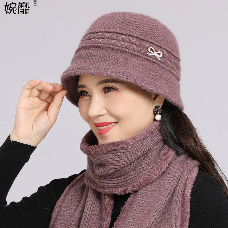 老人帽子女冬季中年女士妈妈加绒保暖秋冬天奶奶婆婆老太太毛线帽