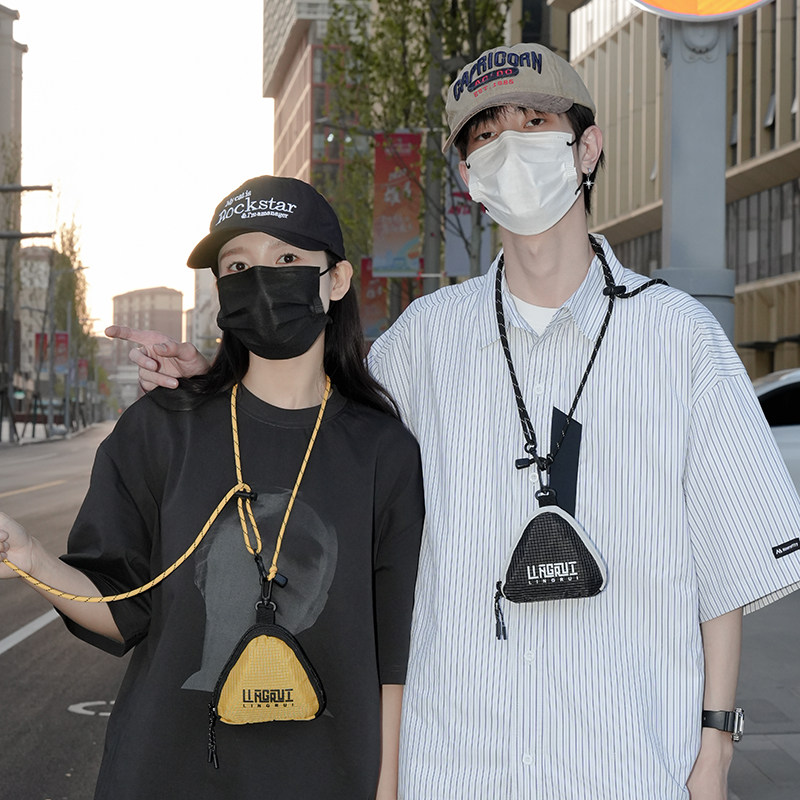 迷你小零钱包钥匙包挂脖斜挎收纳小包耳机包卡包个性小众拼色设计