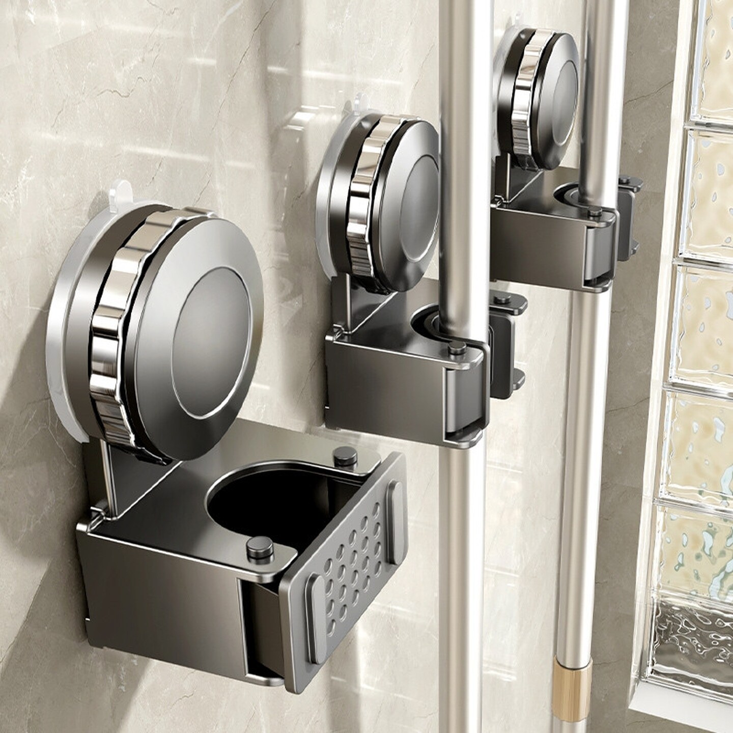 吸盘拖把架拖把壁挂夹扫把挂钩免打孔浴室门后收纳架子通用型神器