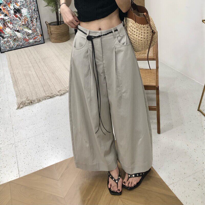 2026年夏季九分阔腿裤女大码小个子休闲弯刀高腰显瘦直筒八分裤子