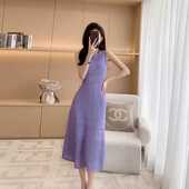 无袖 背心裙针织裙子质感高级感 浅紫色长裙法式 连衣裙夏季 2025新款