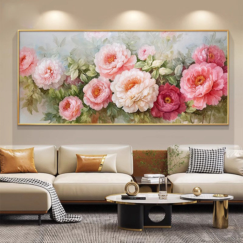 牡丹挂画客厅花开富贵装饰画国风寓意好得沙发背景墙2026新款壁画,家居饰品,现代装饰画,淘宝优惠券,粉丝福利购,淘宝优惠卷