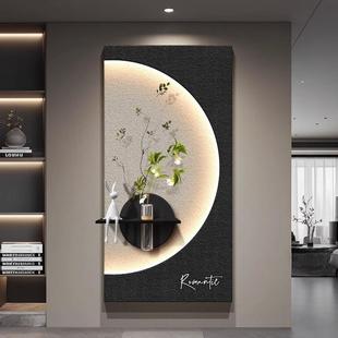 饰画水培绿植走廊过道挂画高档月球壁灯画 轻奢高级感入户门玄关装