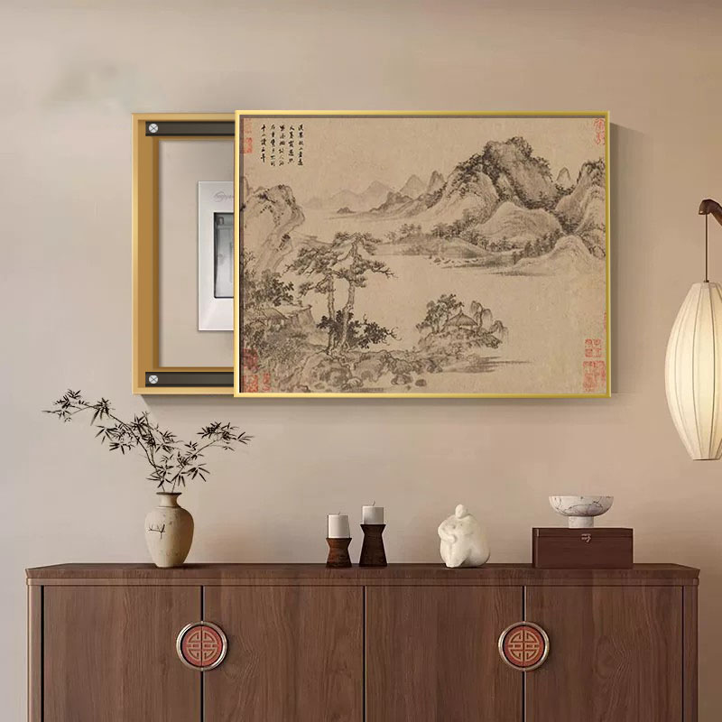 宋代美学山水图电表箱装饰画中式禅意挂画弱电箱电源开关遮挡壁画