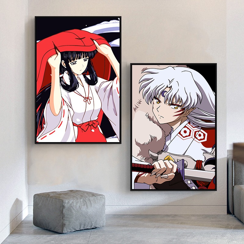 二次元卡通动漫装饰画犬夜叉戈薇桔梗杀生丸海报墙面壁画房间挂画