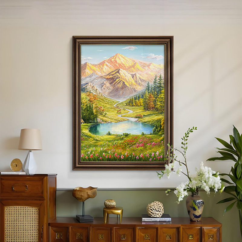 聚宝盆风景画玄关装饰画山水画客厅挂画入户走廊过道壁画2026新款