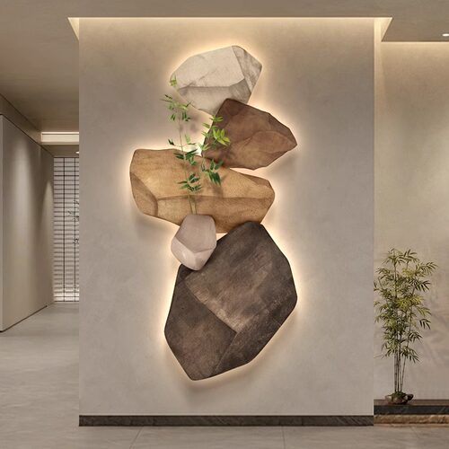 石来运转玄关装饰画LED灯正对门