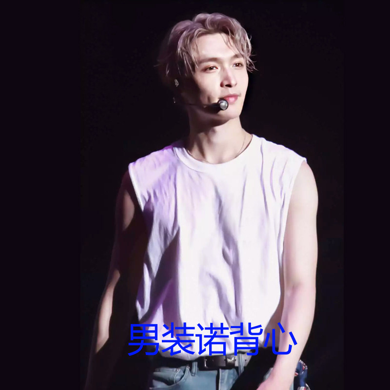 张艺兴演唱宽肩背心男圆领纯棉大码宽松时尚休闲运动户外无袖t恤