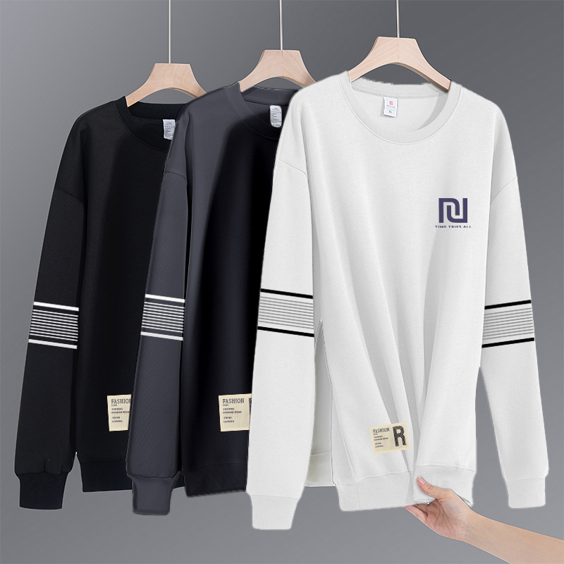 秋冬季男士卫衣宽松加厚套头圆领打底衫长袖T恤大码潮流百搭外穿