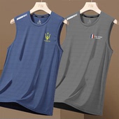 冰丝背心男速干砍袖 宽松跨栏运动坎袖 网眼无袖 男装 t恤大码 夏季