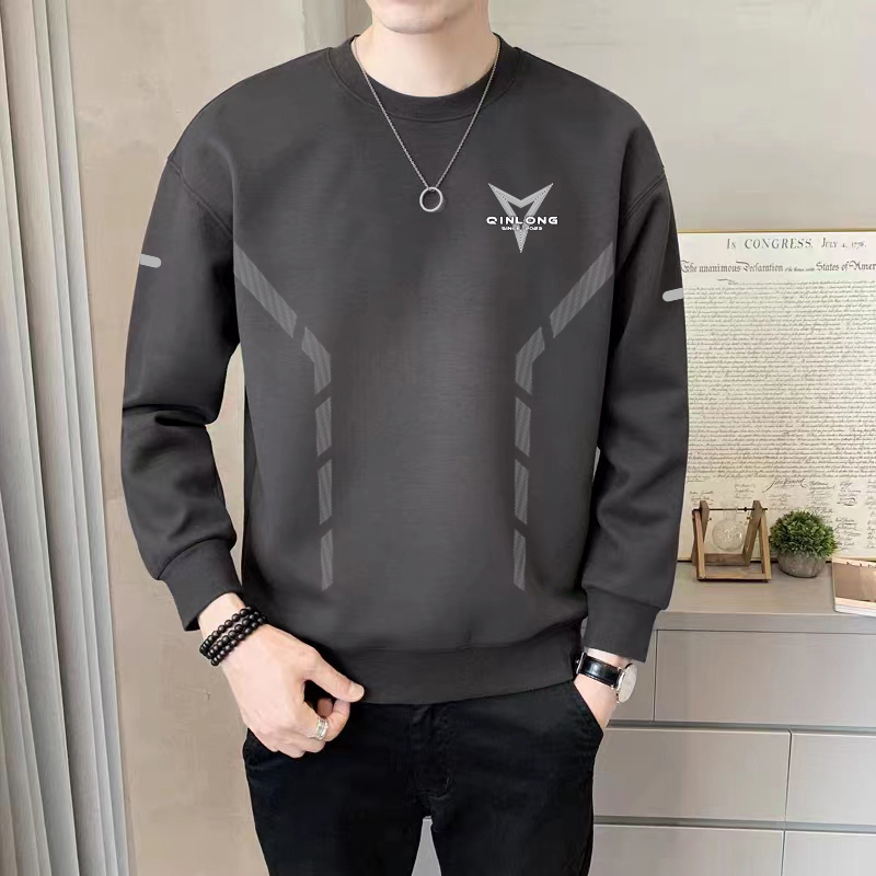 【精选】男士长袖T恤潮牌印花秋冬上衣服男卫衣青年体桖内搭打底�