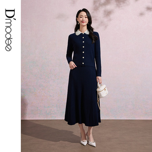 黛玛诗优雅减龄连衣裙针织套装女春季新款上衣半身裙两件套